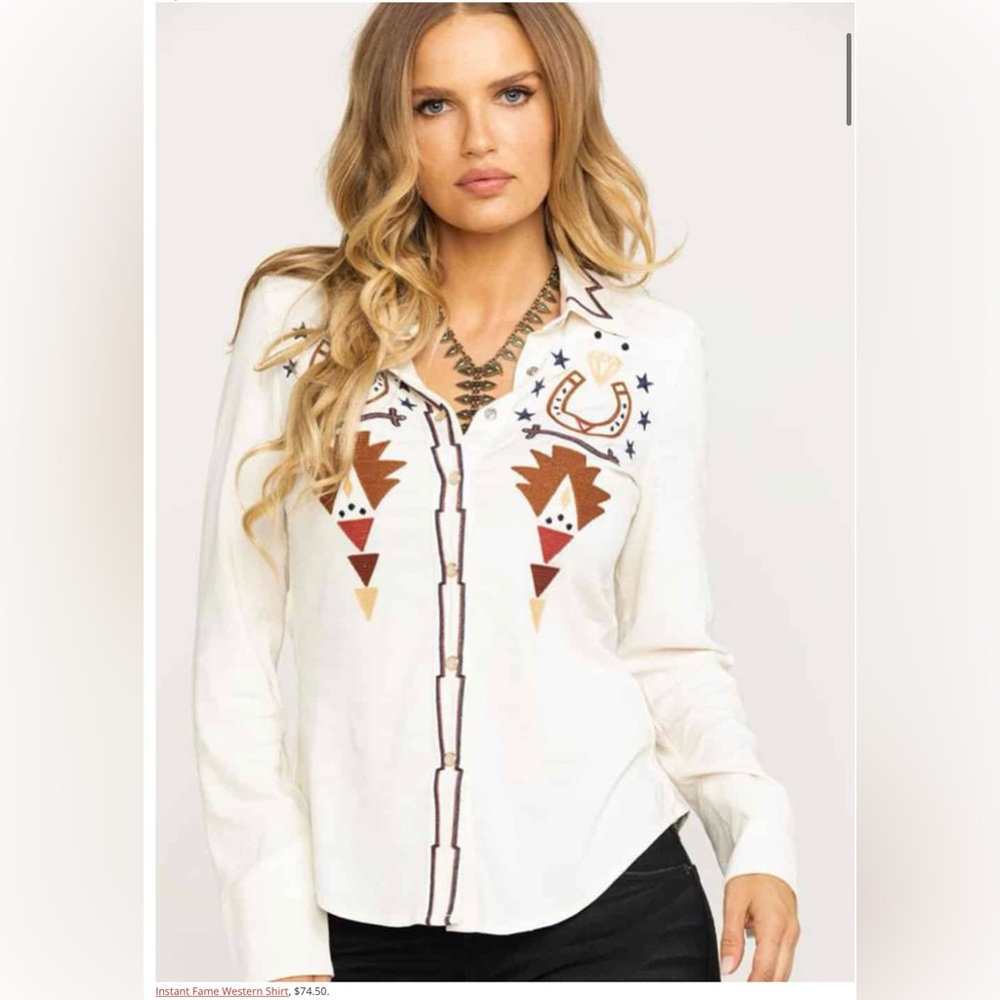 Western Style Embroidered White Shirt Idyllwind
